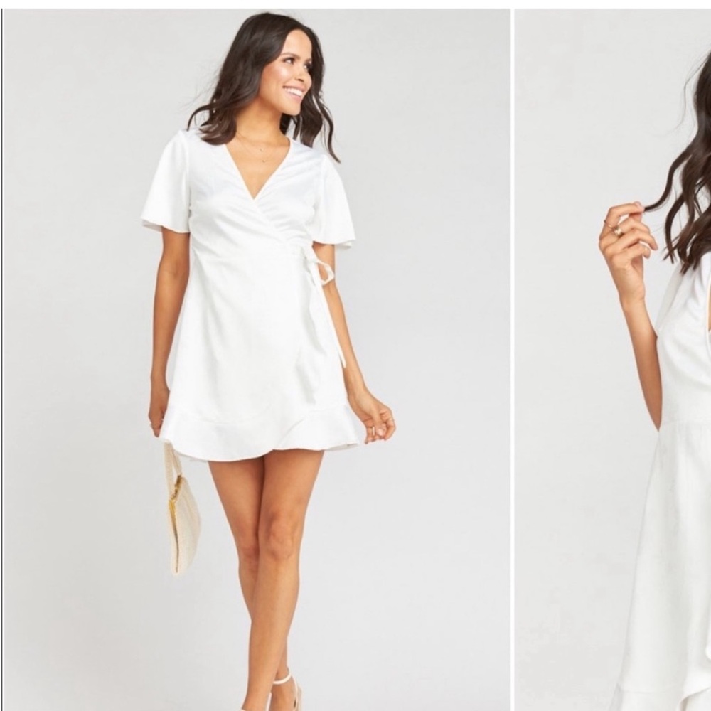 Show Me Your MuMu Barton MIDI Dress rose jacquard Flutter Sleeve Wrap Mini Dress